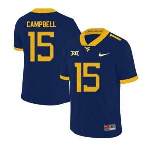 Men's West Virginia Mountaineers NCAA #15 George Campbell Navy Authentic Nike 2019 Stitched College Football Jersey RQ15G83YK